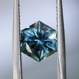 2.12CT HEXAGON BRILLIANT MONTANA SAPPHIRE, OCEAN BLUE AND GREEN, UNTREATED, 8.35X7.24X5.31MM - APPRAISED STONE