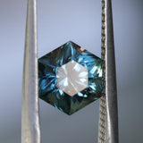 2.12CT HEXAGON BRILLIANT MONTANA SAPPHIRE, OCEAN BLUE AND GREEN, UNTREATED, 8.35X7.24X5.31MM - APPRAISED STONE