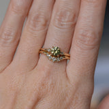 0.85ct Round Light Green Montana Sapphire and Princess Cut Diamond Rapids Low Profile Ring in 14k Yellow Gold
