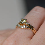 0.85ct Round Light Green Montana Sapphire and Princess Cut Diamond Rapids Low Profile Ring in 14k Yellow Gold