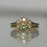 0.85ct Round Light Green Montana Sapphire and Princess Cut Diamond Rapids Low Profile Ring in 14k Yellow Gold