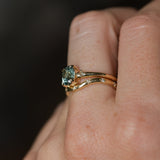 1.35ct Oval Brilliant Montana Sapphire and Princess Cut Diamond Rapids Low Profile Ring in 14k Yellow Gold