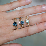 1.21ct Unheated Teal Seafoam Green Montana Sapphire and Diamond Starry Night Low Profile Solitaire in 18k Yellow Gold