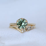 1.94ct Round Precision Cushion Cut Green Montana Sapphire Scallop Cup Solitaire in 14k Yellow Gold