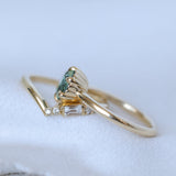 1.94ct Round Precision Cushion Cut Green Montana Sapphire Scallop Cup Solitaire in 14k Yellow Gold