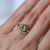 1.94ct Round Precision Cushion Cut Green Montana Sapphire Scallop Cup Solitaire in 14k Yellow Gold