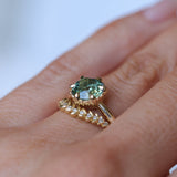 1.94ct Round Precision Cushion Cut Green Montana Sapphire Scallop Cup Solitaire in 14k Yellow Gold
