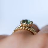 1.94ct Round Precision Cushion Cut Green Montana Sapphire Scallop Cup Solitaire in 14k Yellow Gold