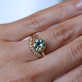1.94ct Round Precision Cushion Cut Green Montana Sapphire Scallop Cup Solitaire in 14k Yellow Gold