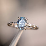 1.67ct Untreated Montana Sapphire Evergreen Carved 4 Prong Solitaire in Platinum