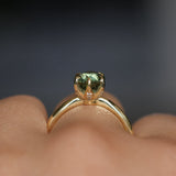 2.07ct Precision Cut Untreated Teal Oval Montana Sapphire Diamond-studded Sea Star Solitaire in 18k Yellow Gold