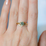 1.30ct Untreated Precision Cut Round Light Teal Montana Sapphire Classic 4 Prong Solitaire in 18k Yellow Gold