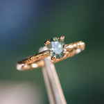 0.85ct Oval Precision Cut Ocean Blue Montana Sapphire Evergreen Carved 4 Prong Solitaire in 14k Yellow Gold