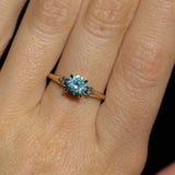 1.27ct Round Montana Sapphire and Princess Cut Diamond Rapids Low Profile Ring in 14k Yellow Gold