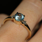 1.27ct Round Montana Sapphire and Princess Cut Diamond Rapids Low Profile Ring in 14k Yellow Gold