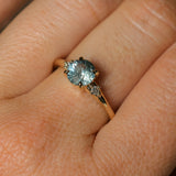 1.27ct Round Montana Sapphire and Princess Cut Diamond Rapids Low Profile Ring in 14k Yellow Gold