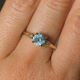 1.27ct Round Montana Sapphire and Princess Cut Diamond Rapids Low Profile Ring in 14k Yellow Gold