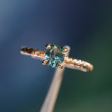 0.80ct Oval Precision Cut Blue Montana Sapphire Evergreen Carved 4 Prong Solitaire in 14k Yellow Gold