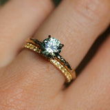 1.34ct Round Precision Cut Montana Sapphire 4 Prong Solitaire Evergreen Ring in 14k Yellow Gold