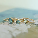 1.30ct Untreated Precision Cut Round Light Teal Montana Sapphire Classic 4 Prong Solitaire in 18k Yellow Gold