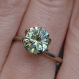 2.57CT FANCY PRECISION CUSHION MONTANA SAPPHIRE, PARTI OLIVE GREEN AND GOLD, 8.82X7.54X5.37MM - APPRAISED STONE