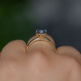 1.37ct Round Precision Cut Ceylon Blue Montana Sapphire Lotus Solitaire in 18k Yellow Gold