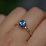 1.37ct Round Precision Cut Ceylon Blue Montana Sapphire Lotus Solitaire in 18k Yellow Gold