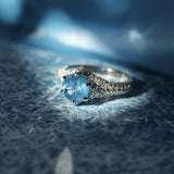 2.12ct Blue Montana Sapphire Diamond-Studded Tapered Solitaire in 14k White Gold