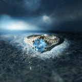 2.12ct Blue Montana Sapphire Diamond-Studded Tapered Solitaire in 14k White Gold