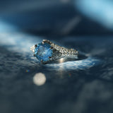 2.12ct Blue Montana Sapphire Diamond-Studded Tapered Solitaire in 14k White Gold