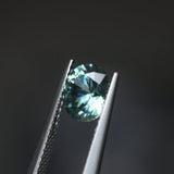 1.51CT PRECISION CUT OVAL MONTANA SAPPHIRE, MEDIUM TEAL BLUE GREEN, 7X6MM