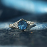 2.12ct Blue Montana Sapphire Diamond-Studded Tapered Solitaire in 14k White Gold