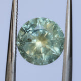 2.56CT ROUND PRECISION CUT MONTANA SAPPHIRE, PARTI YELLOW GREEN BLUE, 8.20-8.05X5.34MM