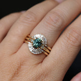 1.41ct Oval Teal Parti Montana Sapphire and Princess Cut Diamond Rapids Low Profile Ring in 18k Yellow Gold