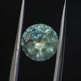 2.56CT ROUND PRECISION CUT MONTANA SAPPHIRE, PARTI YELLOW GREEN BLUE, 8.20-8.05X5.34MM