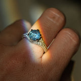 2.12ct Blue Montana Sapphire Diamond-Studded Tapered Solitaire in 14k White Gold