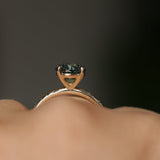 1.97ct Round Precision Cut Montana Sapphire 4 Prong Solitaire Evergreen Ring in 14k Yellow Gold