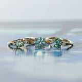 1.41ct Oval Teal Parti Montana Sapphire and Princess Cut Diamond Rapids Low Profile Ring in 18k Yellow Gold