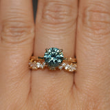 1.97ct Round Precision Cut Montana Sapphire 4 Prong Solitaire Evergreen Ring in 14k Yellow Gold