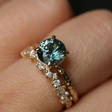 1.97ct Round Precision Cut Montana Sapphire 4 Prong Solitaire Evergreen Ring in 14k Yellow Gold