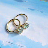 3.01ct Round GIA Teal Montana Sapphire Low Profile Six Prong Split Shank Solitaire in 18k Yellow Gold