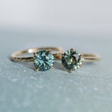 1.97ct Round Precision Cut Montana Sapphire 4 Prong Solitaire Evergreen Ring in 14k Yellow Gold