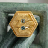 1.97ct Round Precision Cut Montana Sapphire 4 Prong Solitaire Evergreen Ring in 14k Yellow Gold