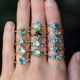 2.60ct Unheated Hexagon Montana Sapphire Low Profile Six Prong Split Shank Solitaire in 18k Yellow Gold