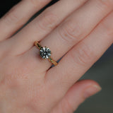 1.64ct Round "Hearts & Arrows" Cut Untreated Montana Sapphire 4 Prong Solitaire Evergreen Ring in 18k Yellow Gold