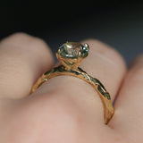 1.64ct Round "Hearts & Arrows" Cut Untreated Montana Sapphire 4 Prong Solitaire Evergreen Ring in 18k Yellow Gold