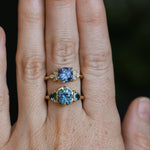 2.36ct Fancy Cushion Cut Montana Sapphire and Australian Sapphire Antique Compass Set Low Profile Ring in 18k Yellow Gold