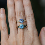 2.36ct Fancy Cushion Cut Montana Sapphire and Australian Sapphire Antique Compass Set Low Profile Ring in 18k Yellow Gold