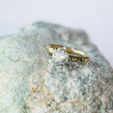 1.64ct Round "Hearts & Arrows" Cut Untreated Montana Sapphire 4 Prong Solitaire Evergreen Ring in 18k Yellow Gold