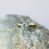 1.64ct Round "Hearts & Arrows" Cut Untreated Montana Sapphire 4 Prong Solitaire Evergreen Ring in 18k Yellow Gold